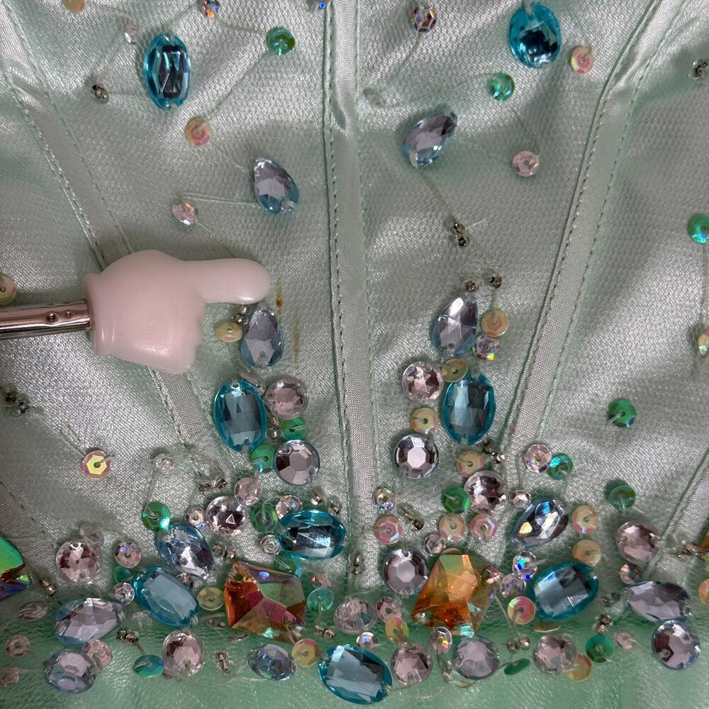Eureka Beaded Tulle Corset A-Line Short Dress Size M Mint Green Sweetheart Prom - Picture 10 of 11